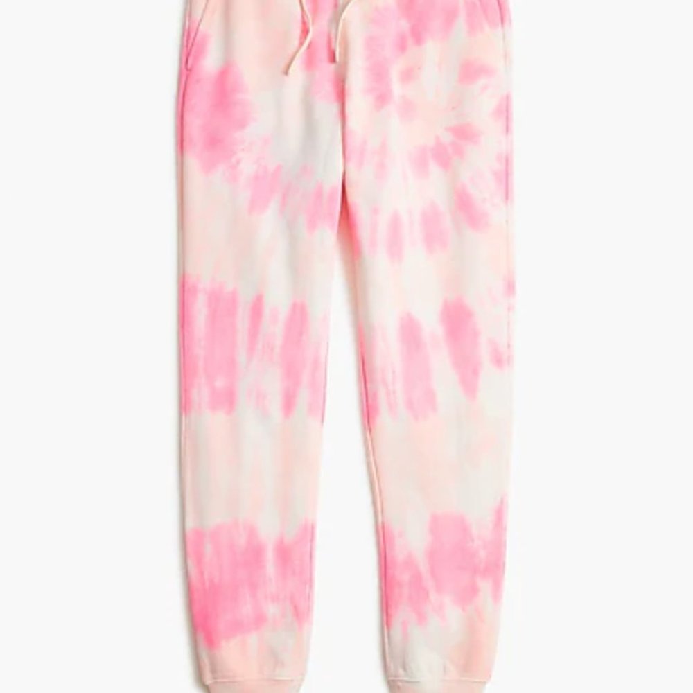 J.Crew Factory pink tie-dyed cotton joggers, size small